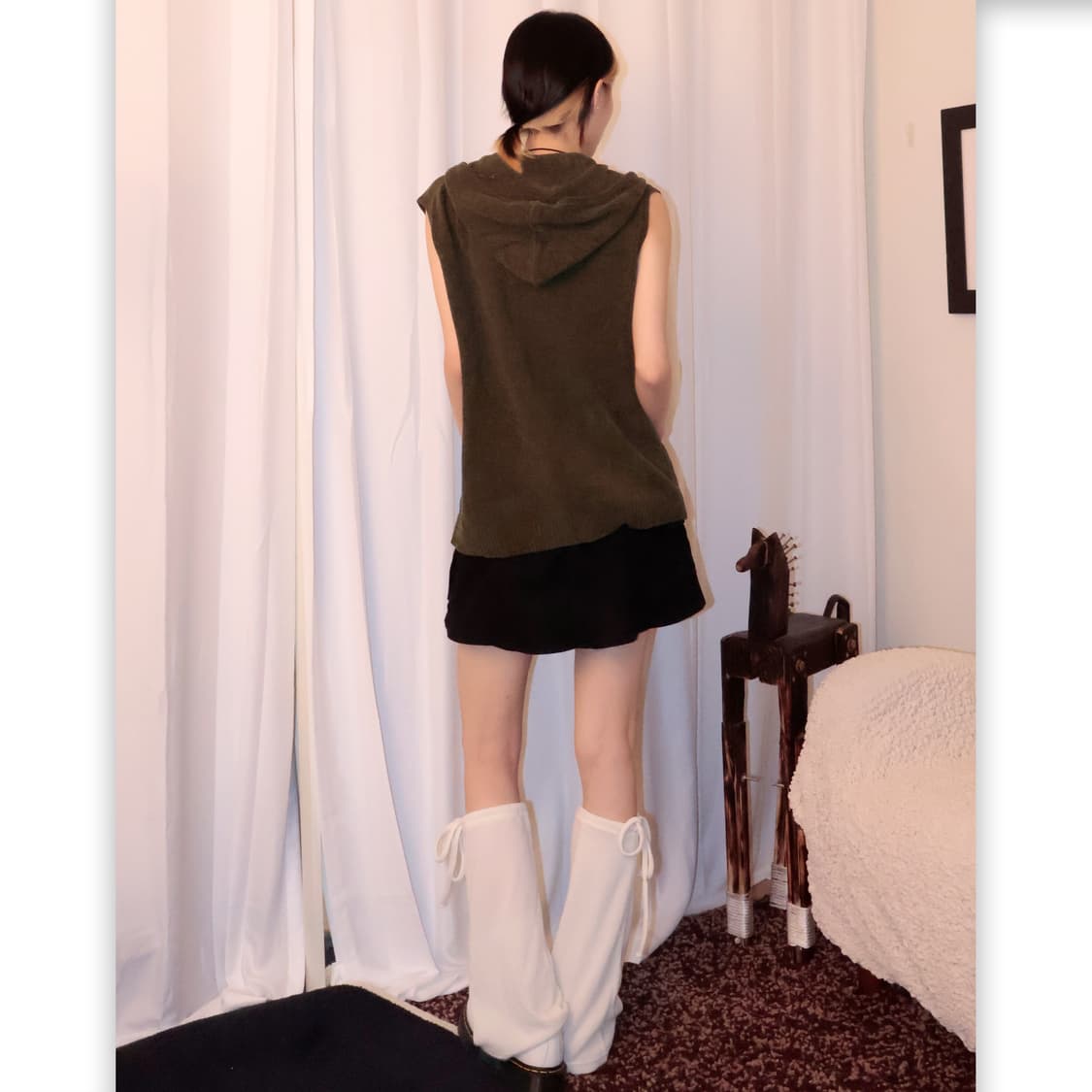 Knitting Sleeveless Hooded jk 상품이미지4