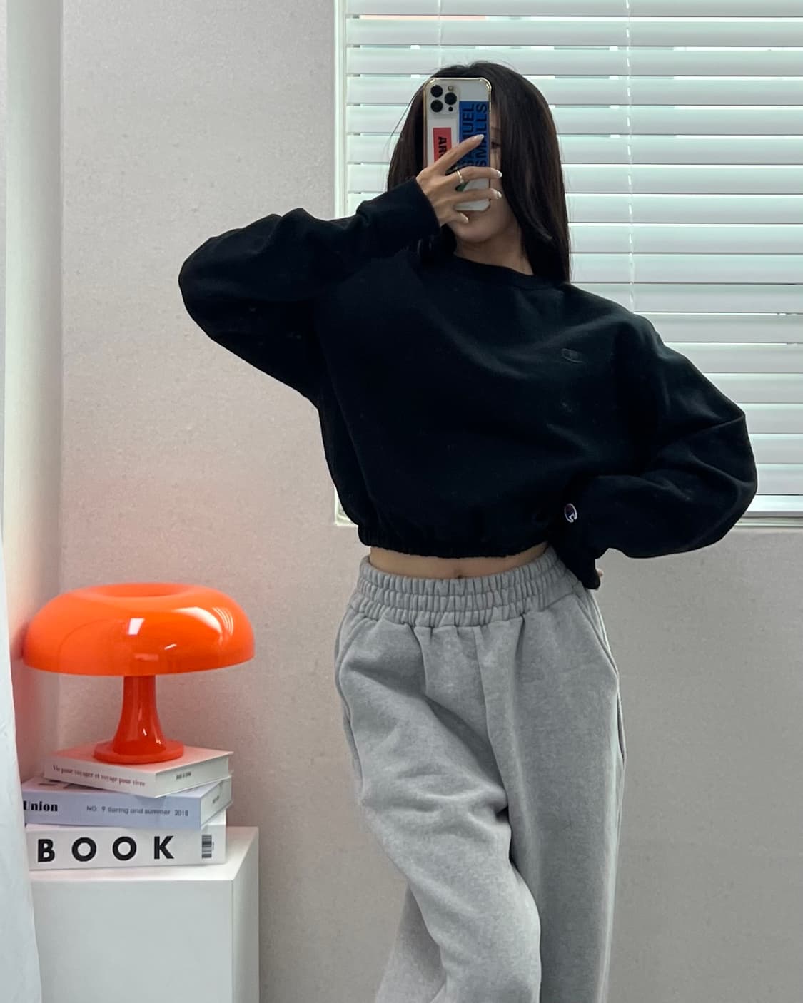 (WOMEN)챔피온 크롭 맨투맨-M1419 상품이미지1