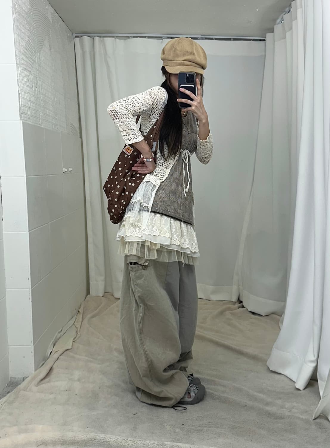 빈티지 페어리 베이지 너드 러힙 코디세트 상품이미지2