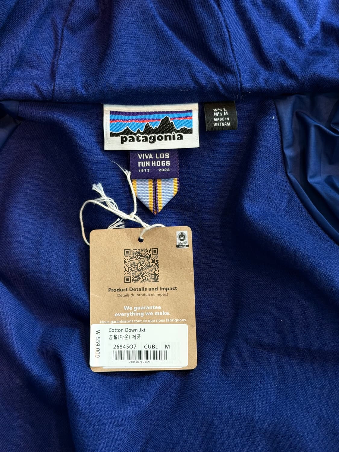 파타고니아 50주년 코튼다운 커런트블루 상품이미지2