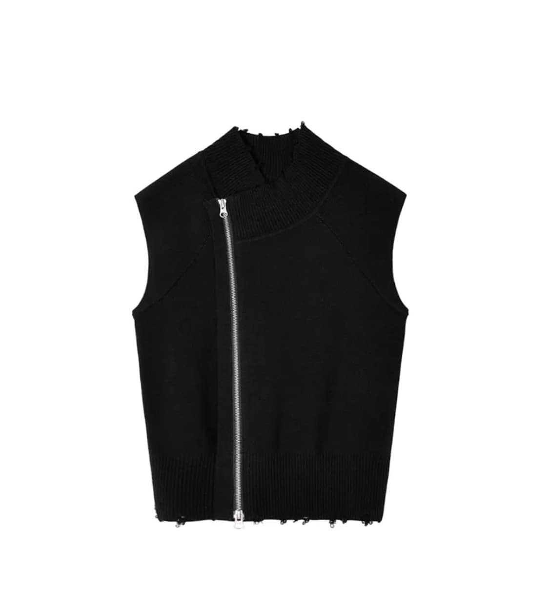 HIGH NECK LOGO KNIT ZIP UP VEST IN BLACK 상품이미지3