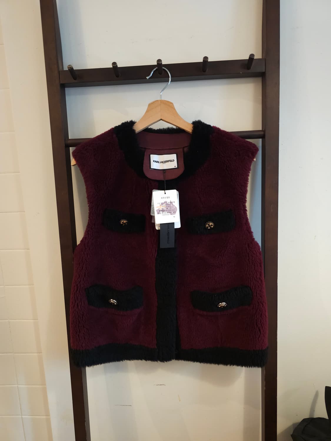 새상품)칼 라거펠트 버건디 양모 베스트 조끼 상품이미지1