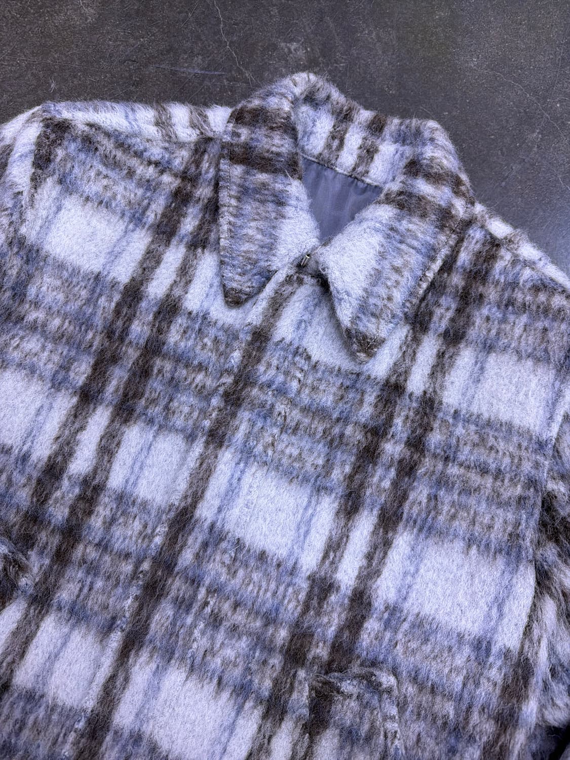 엘무드 슈퍼체크 알파카 모헤어 체크 자켓 블루종 46 상품이미지6