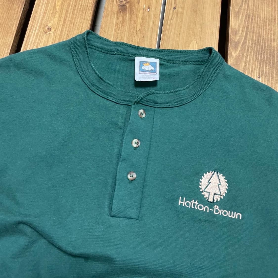 90s 싱글스티치 수소봉제 헨리넥 티셔츠 XL 상품이미지3