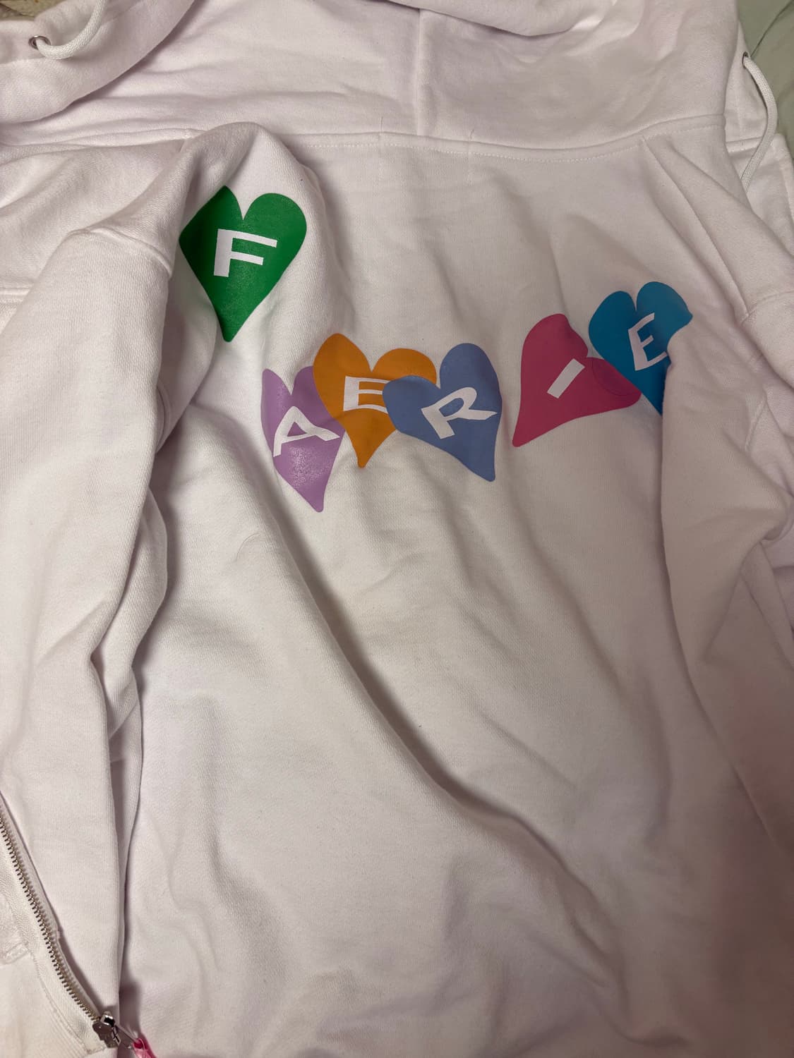 샵페어리 하트 벌룬 화이트 후드집업 상품이미지5