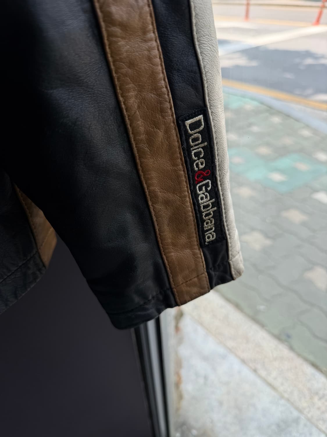 100/ 돌체앤가바나 아카이브 쉽스킨 레이싱 레더자켓 상품이미지7