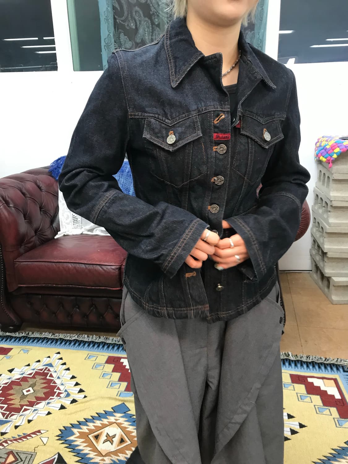 빈티지 여성 진청 데님 트러커  상품이미지1