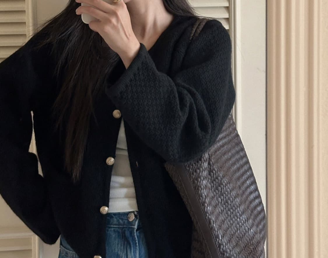 아카이브제이투유 다이애나 가디건 오버핏 블랙 상품이미지2