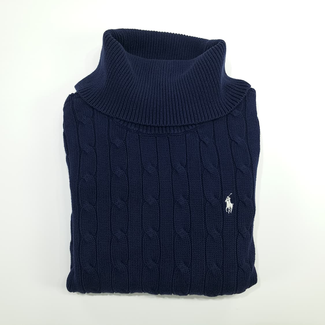 CN704W S 폴로 랄프로렌 다크네이비 터틀넥 케이블 니트 스웨터 상품이미지7
