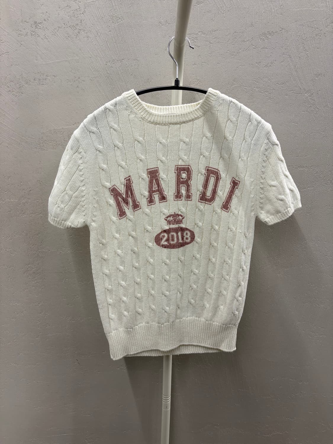 마르디 메크르디 케이블 니트 반팔 아이보리 FREE 상품이미지2