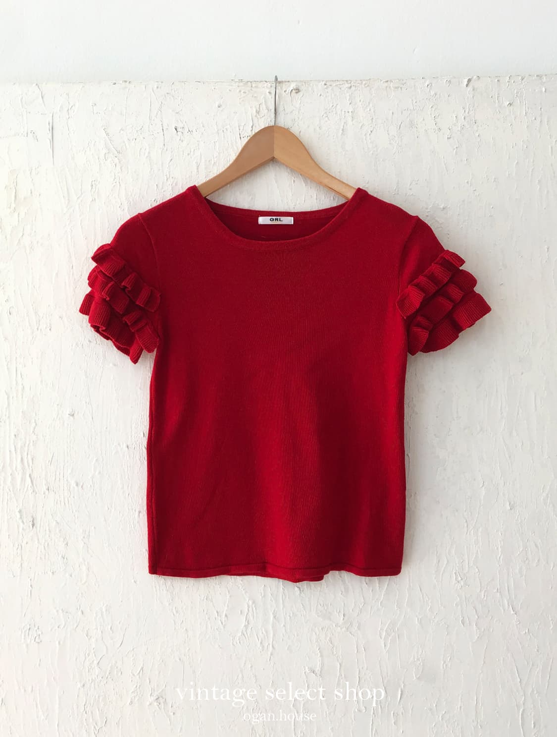 vintage red frill sleeve top 상품이미지2