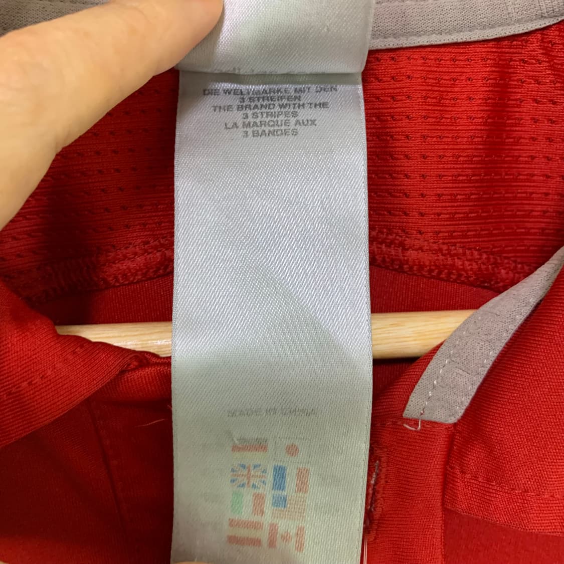 아디다스 삼선 로고 메쉬 유니폼 반팔 카라 티셔츠 레드 빈티지 상품이미지10