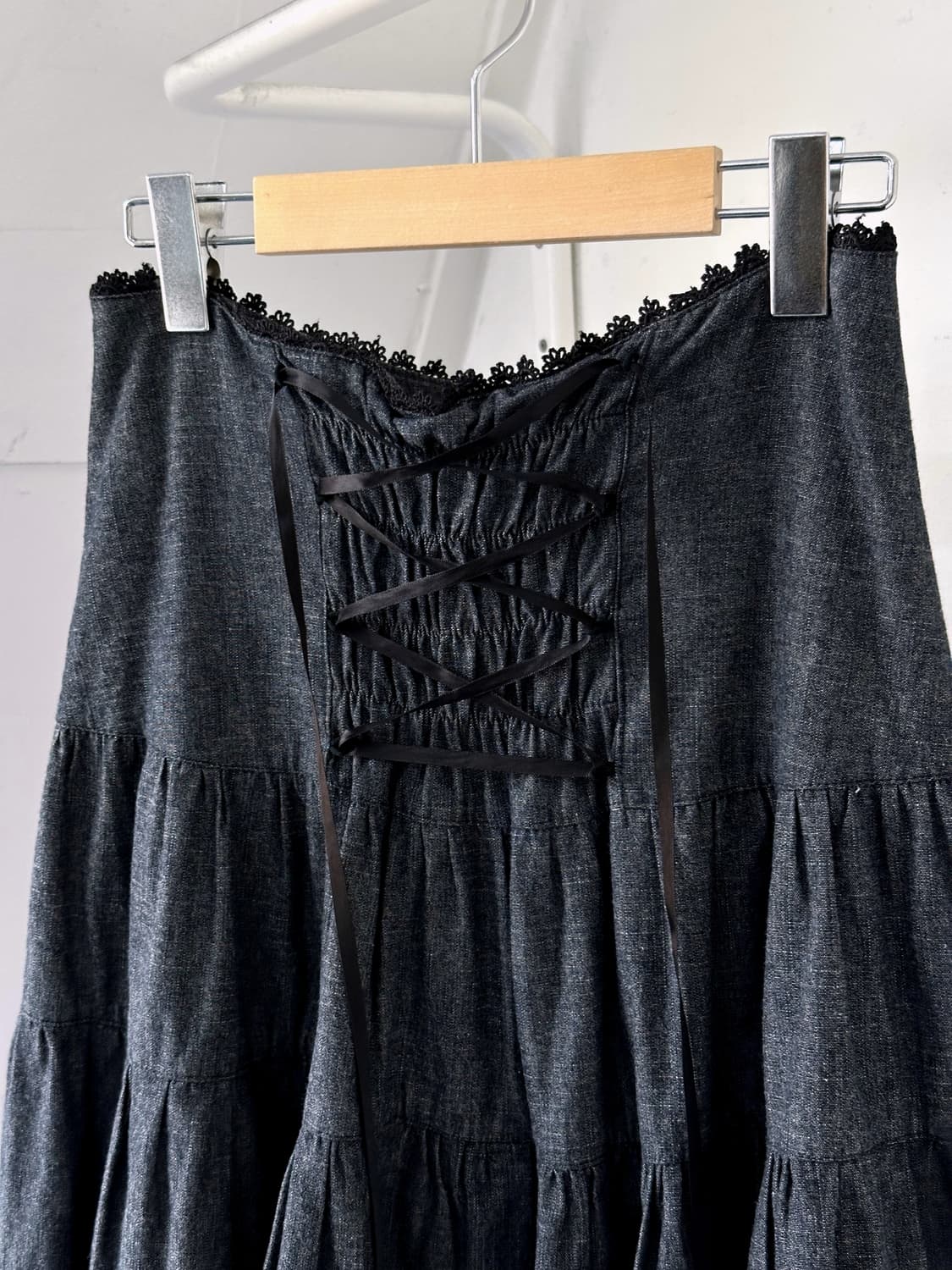 Cotton indigo shirred design 2way skirt 상품이미지6
