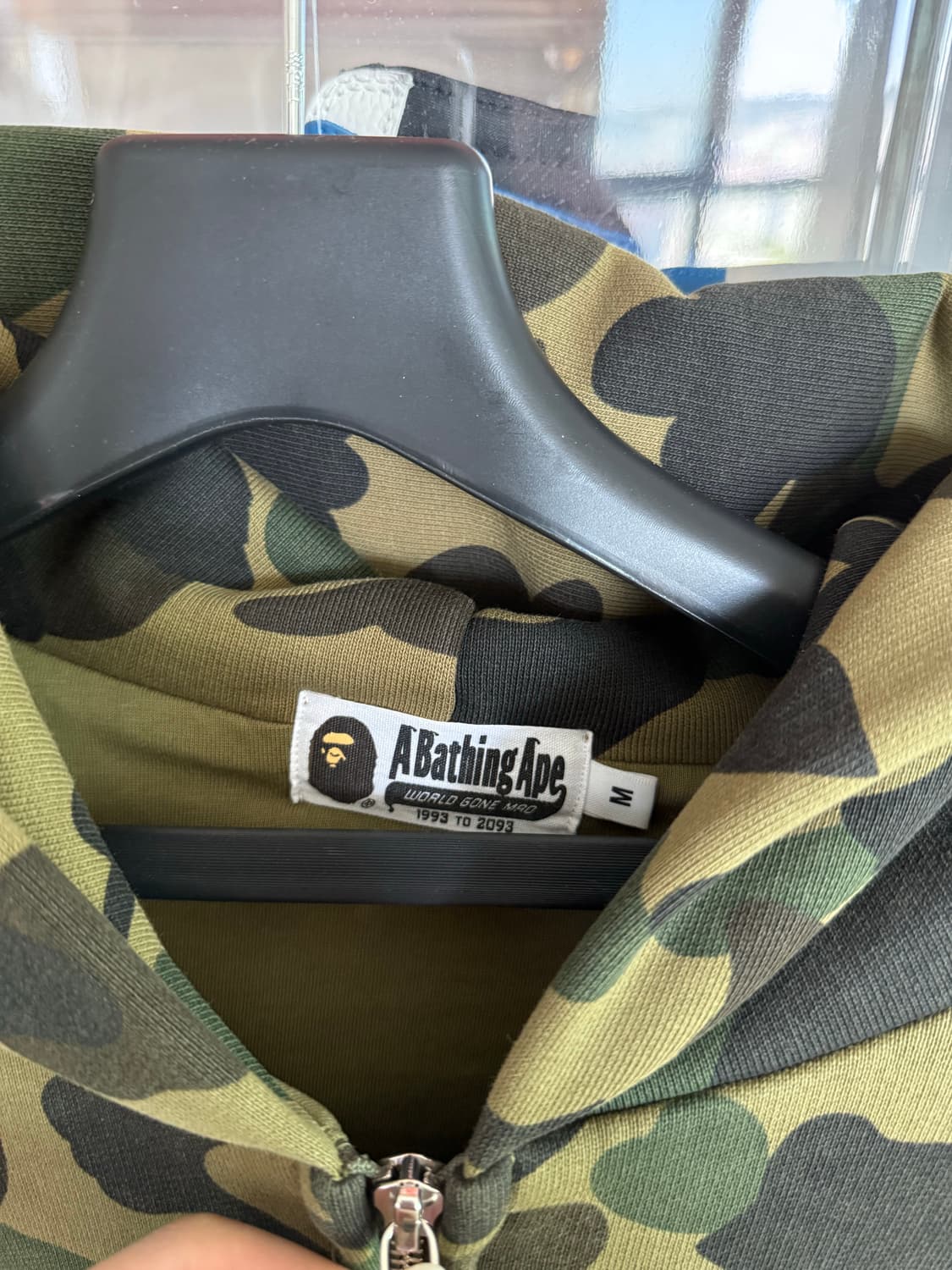 베이프 퍼스트 카모 헤비 워시 크롭 핏 집 후드 그린. 택없음 새상품 상품이미지5