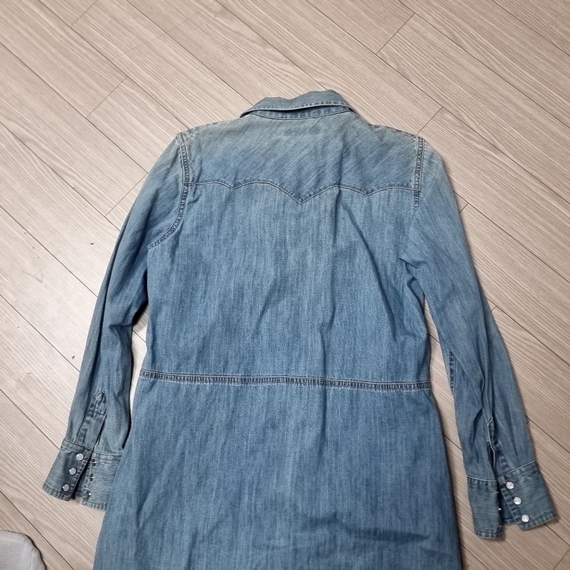 랄프로렌 데님 샴브레이 롱 셔츠 원피스(실측) 상품이미지7