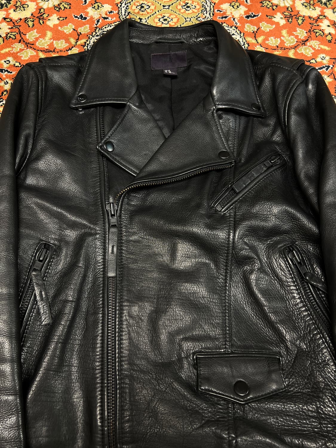 [42R] H&M 프리미엄 카우하이드 더블 라이더 가죽자켓 상품이미지5