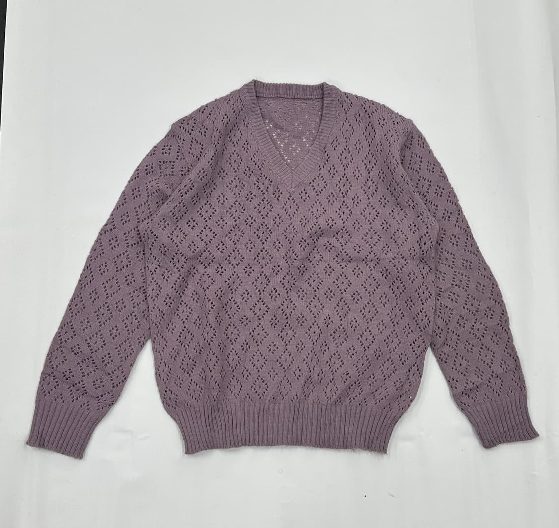 🍇하구미의 퍼플 펀칭 그런지 니트🍇 에스닉 히피 브이넥 보헤미안 갸루 상품이미지3