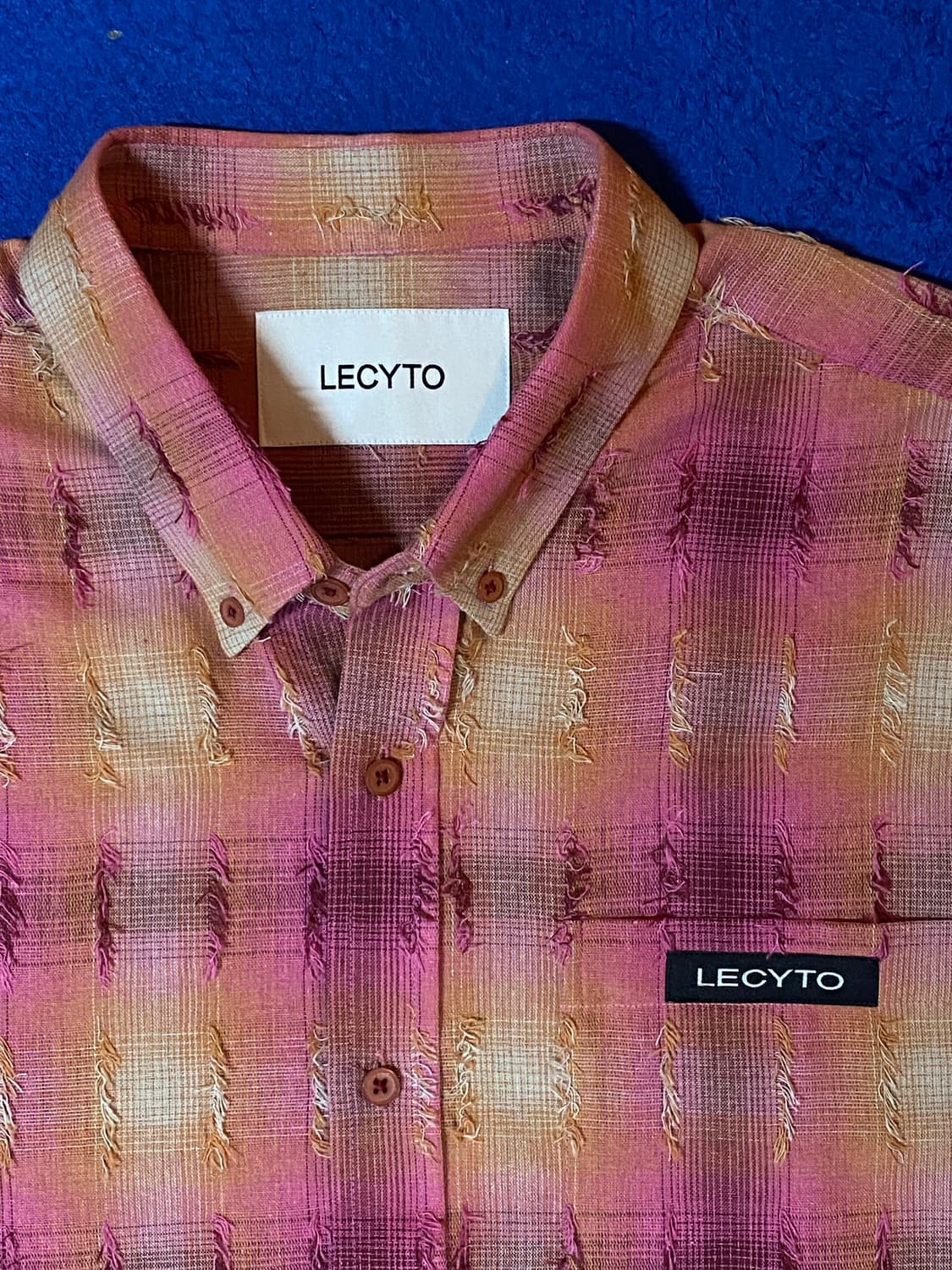 LECYTO 핑크 프린지 체크 셔츠 상품이미지2