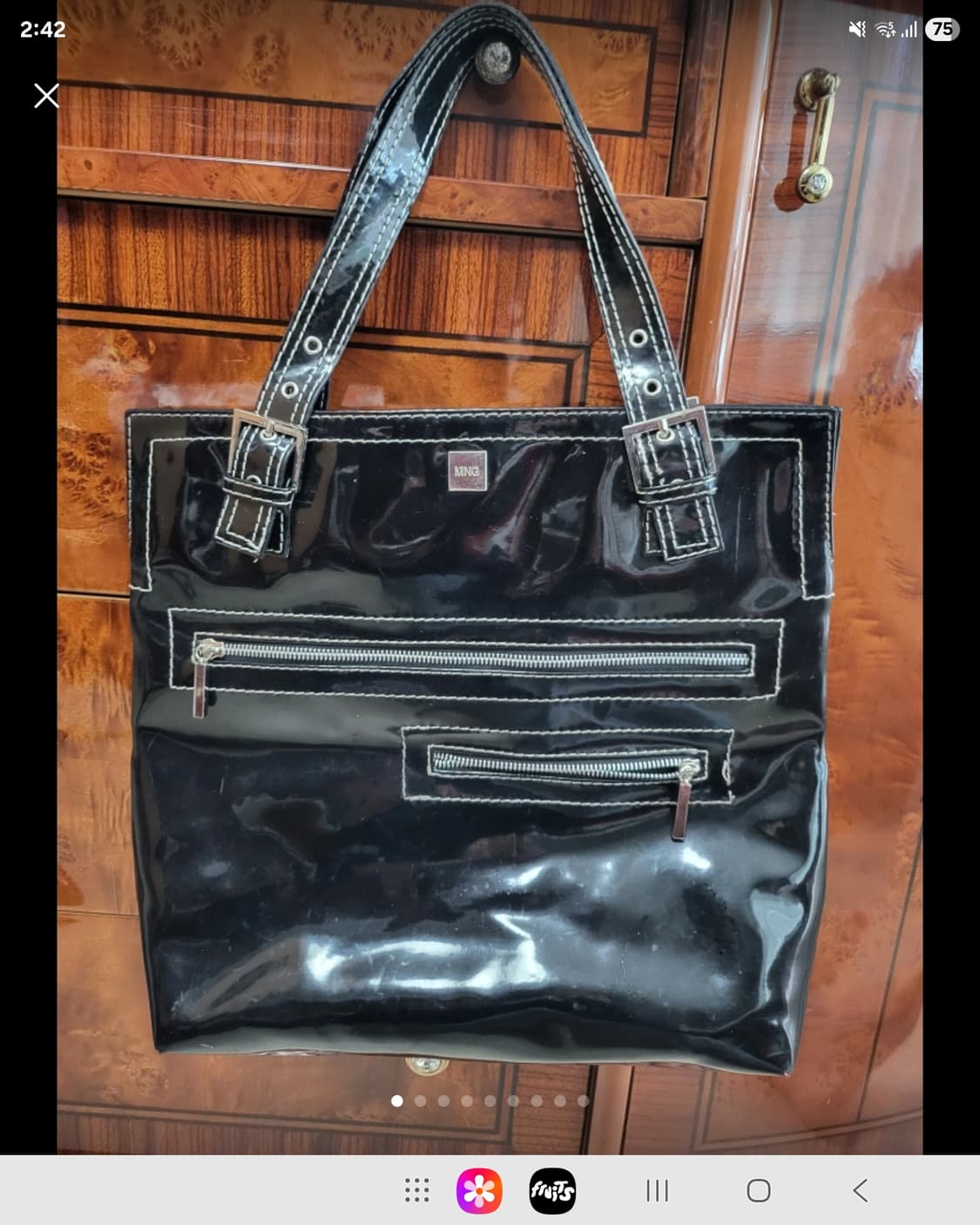 스페인 망고 에나멜 쇼퍼백  상품이미지1