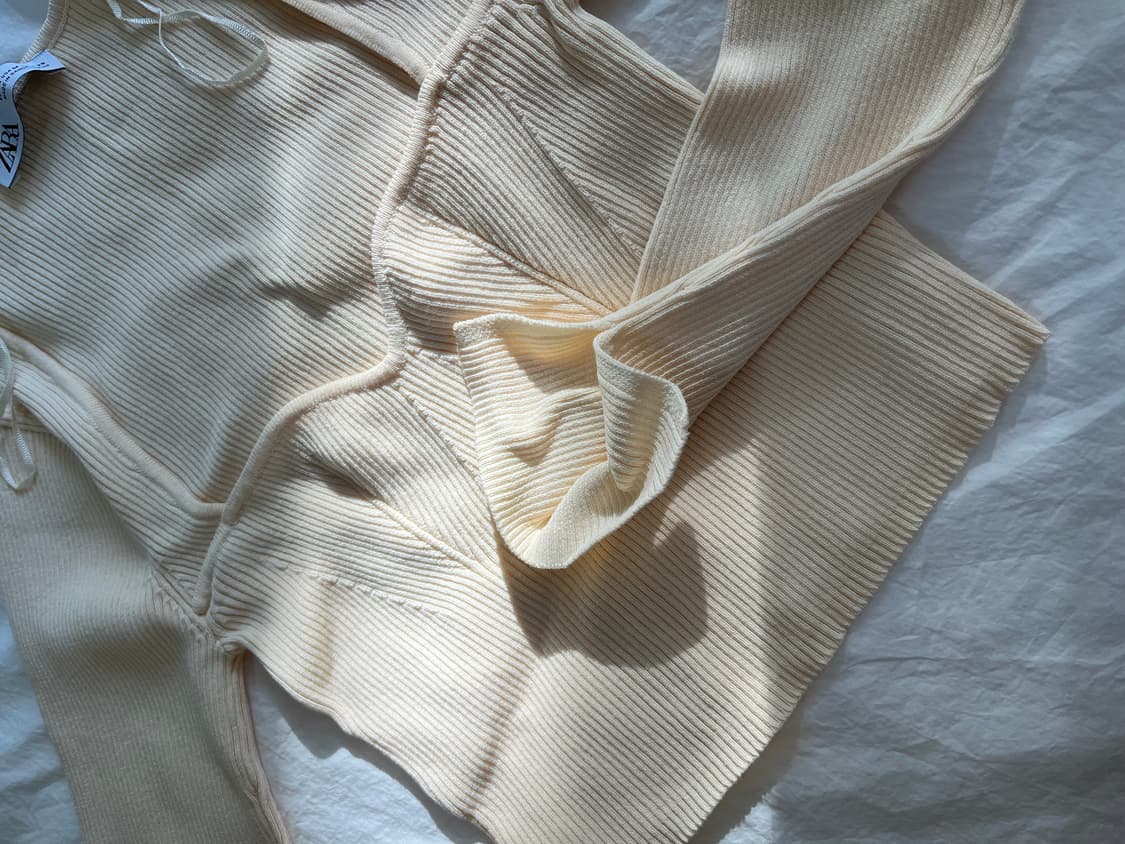 새상품 자라 코르셋 니트 탑 크림 m 상품이미지4