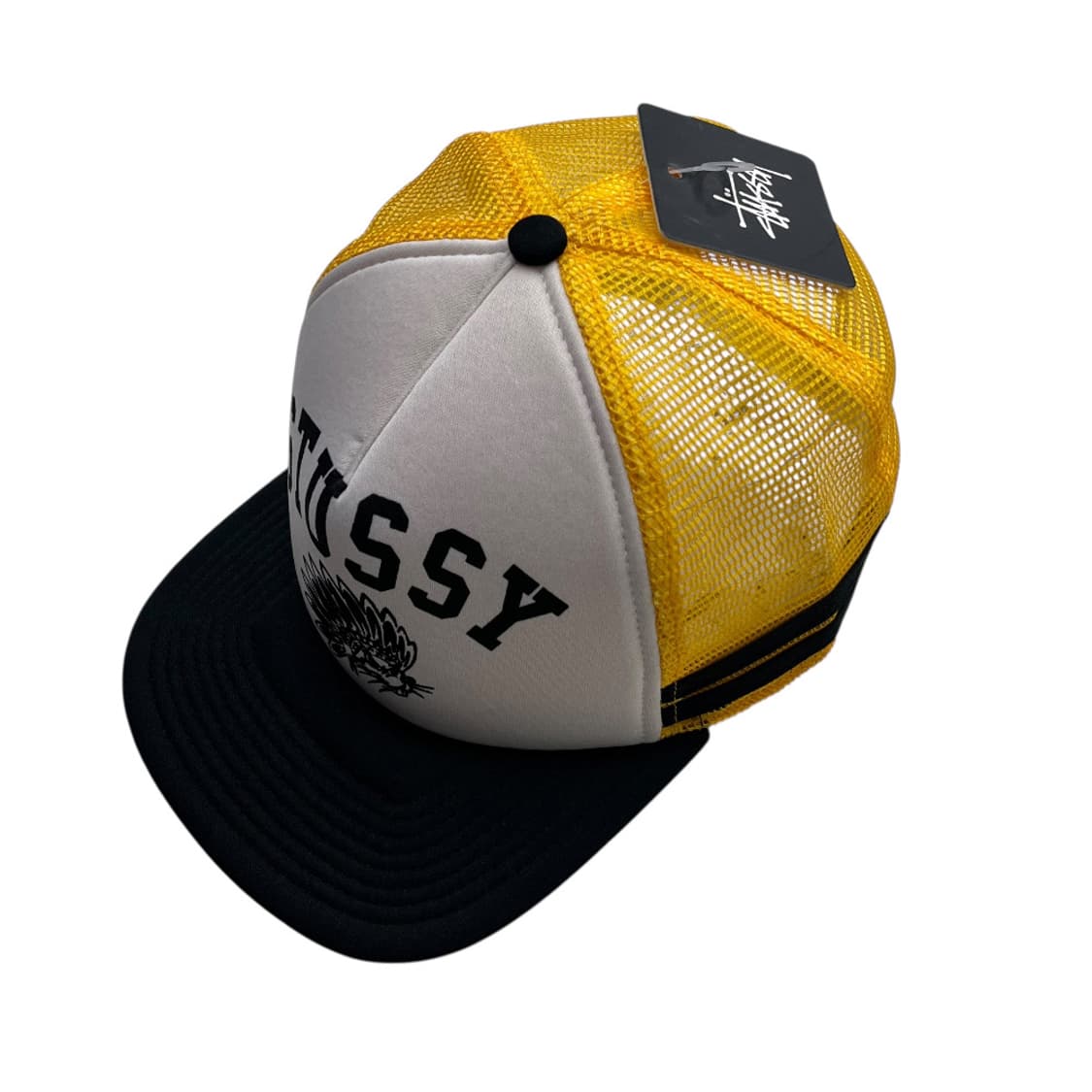 스투시 엘로우 매쉬 화이트배색 블랙 스냅백 상품이미지5