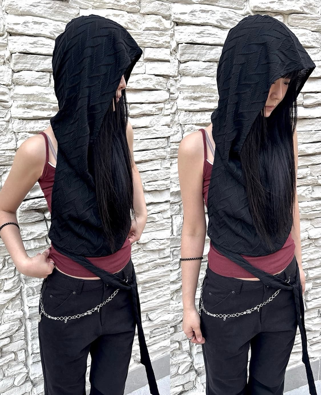 0104 Halter Hoodie 후드 나시 상품이미지1
