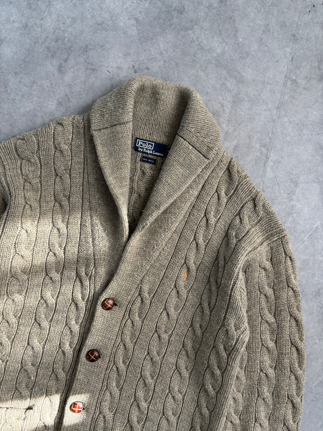 폴로랄프로렌 00‘s 헤비 울 케이블 숄카라 가디건 상품이미지4