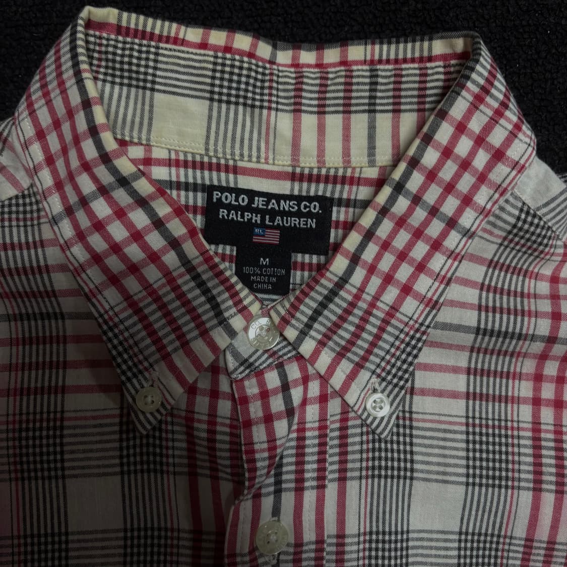 폴로 블랙 레드 패턴 체크 셔츠 M 상품이미지5