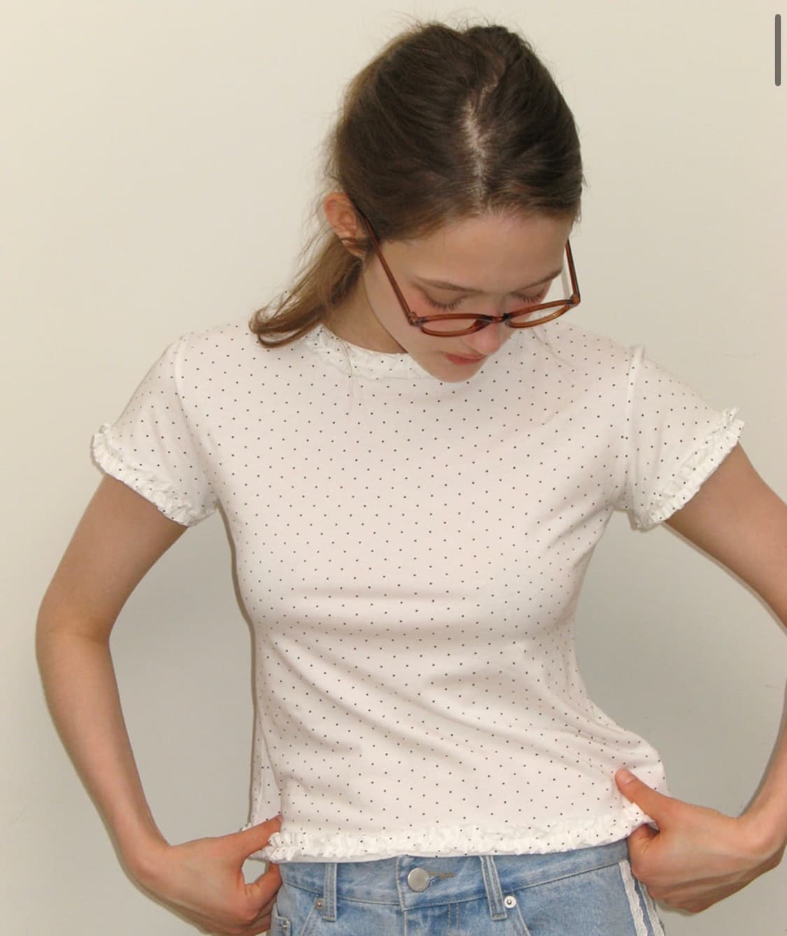 론론 러플 반팔 티셔츠 상품이미지1