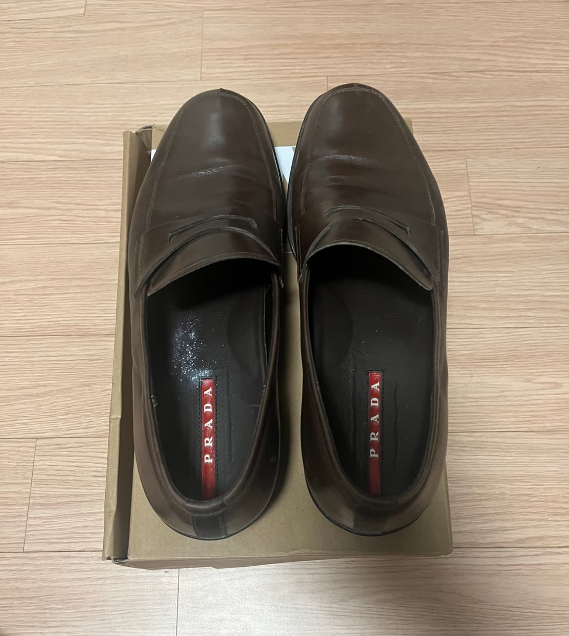 [9.5] 프라다 스포츠 브라운 레더 로퍼 상품이미지1