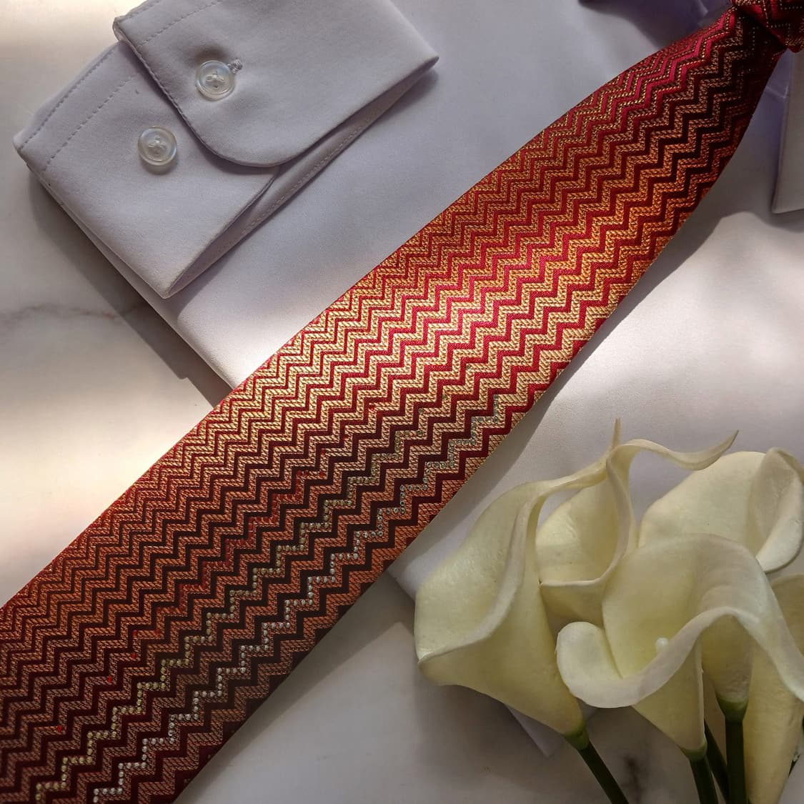 밀라숀 실크 레드 패턴 넥타이 8.6cm S~A+등급 e811
 상품이미지6