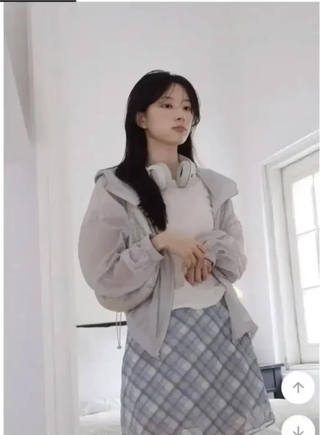 에이블리 슬로우앤드 블루 체크 스커트 상품이미지2