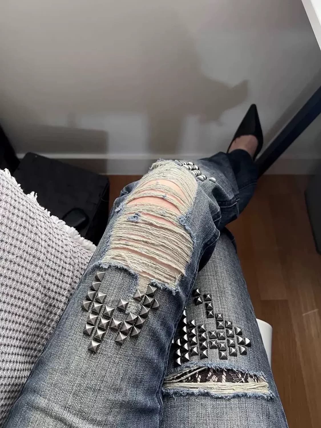 빈티지무드 스터드 찢청  상품이미지2