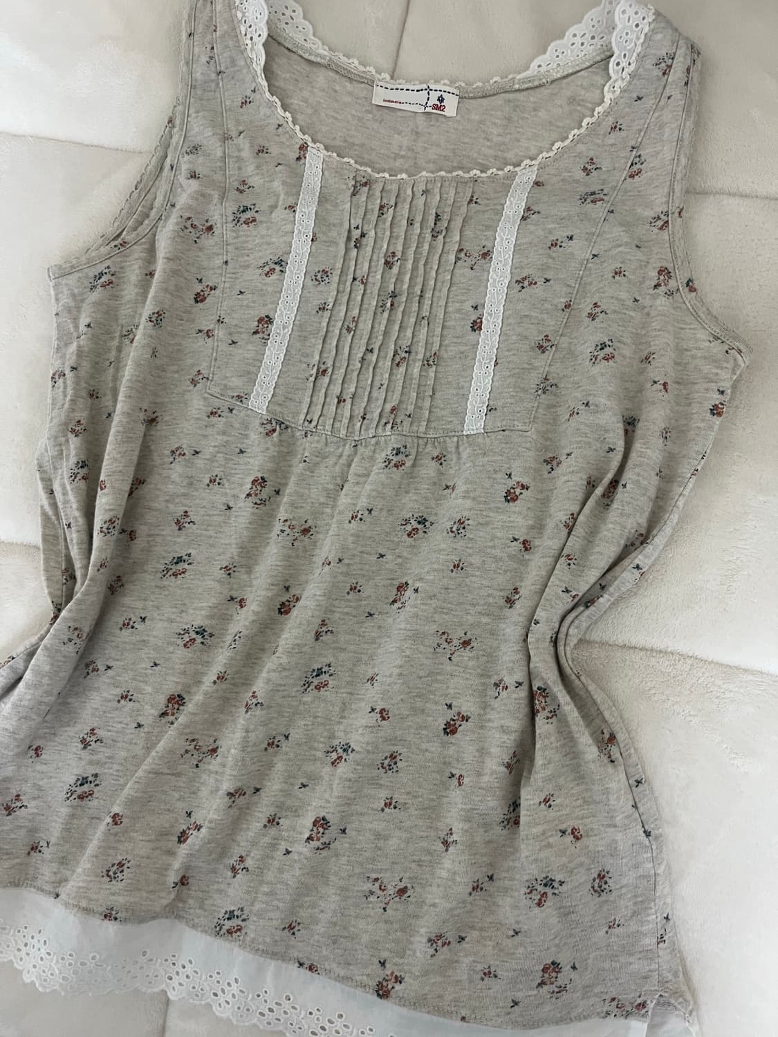 빈티지 SM2 사만사모스 잔꽃 레이스 민소매 티셔츠 나시 모리걸 상품이미지1