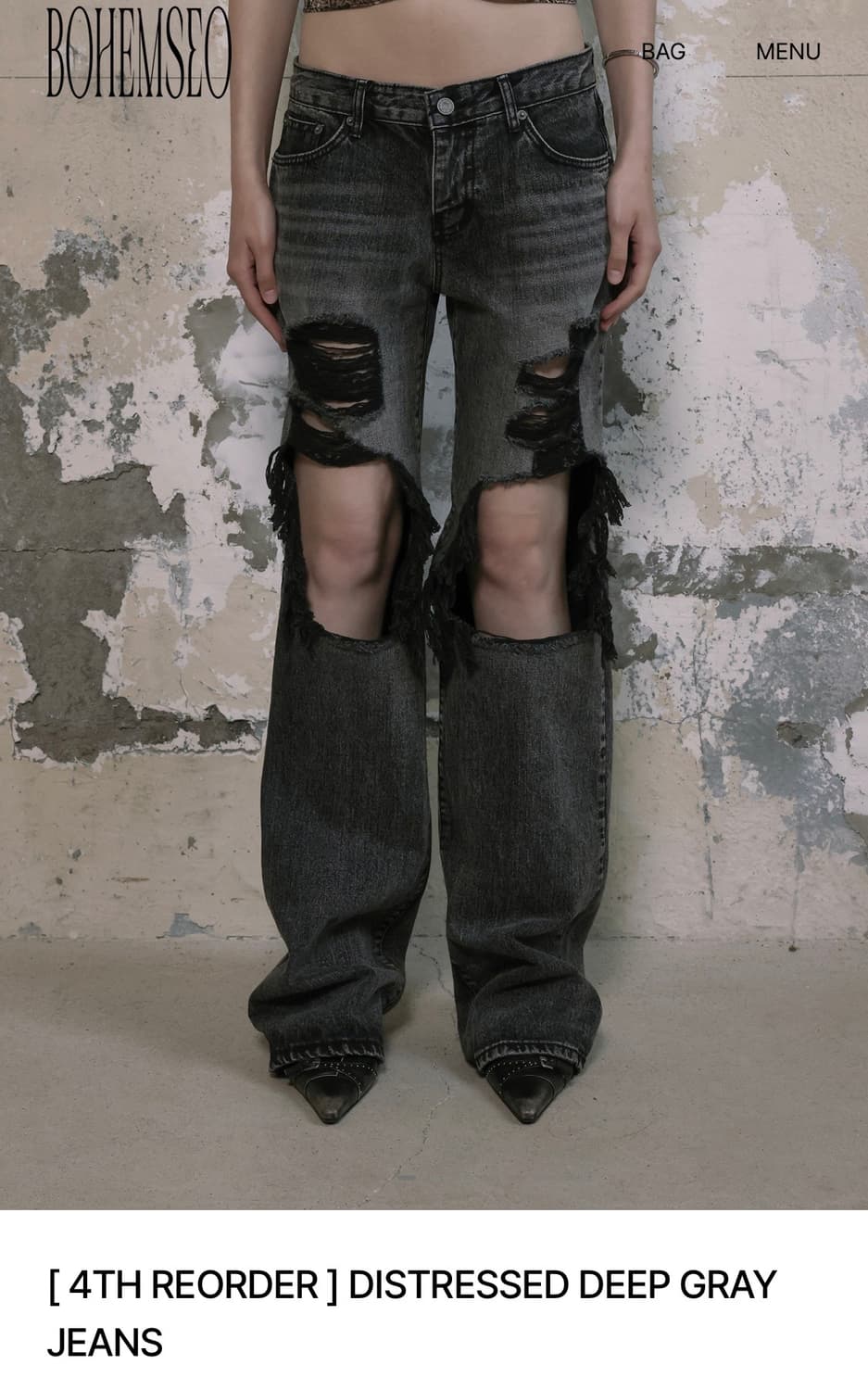 보헤미안서울 DISTRESSED DEEP GRAY JEANS 상품이미지1