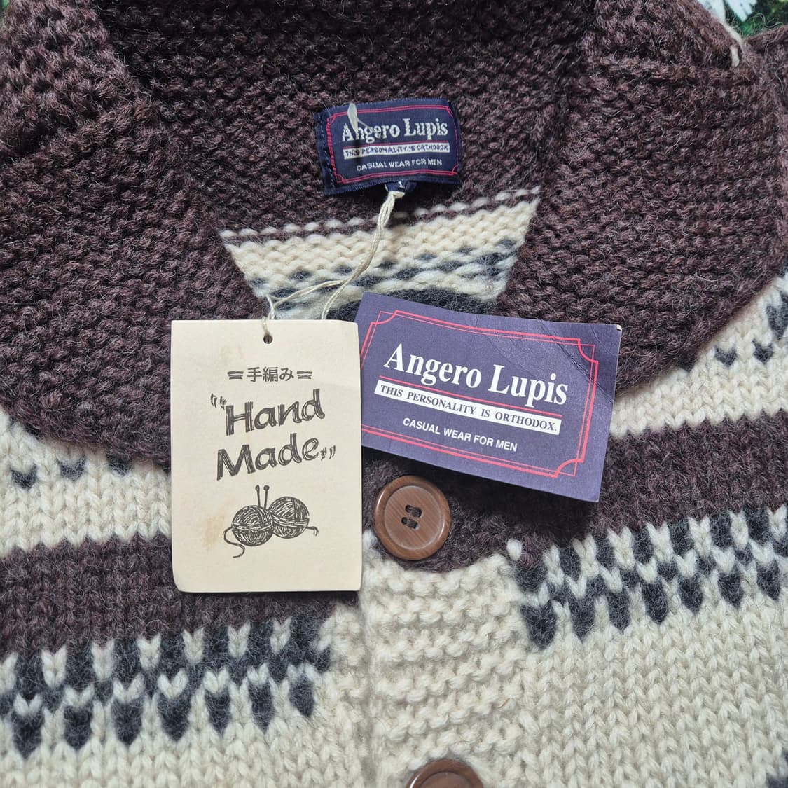 Angero Lupis 사슴 패턴 울 가디건 일본코위찬 성인M-L 새상품 상품이미지4