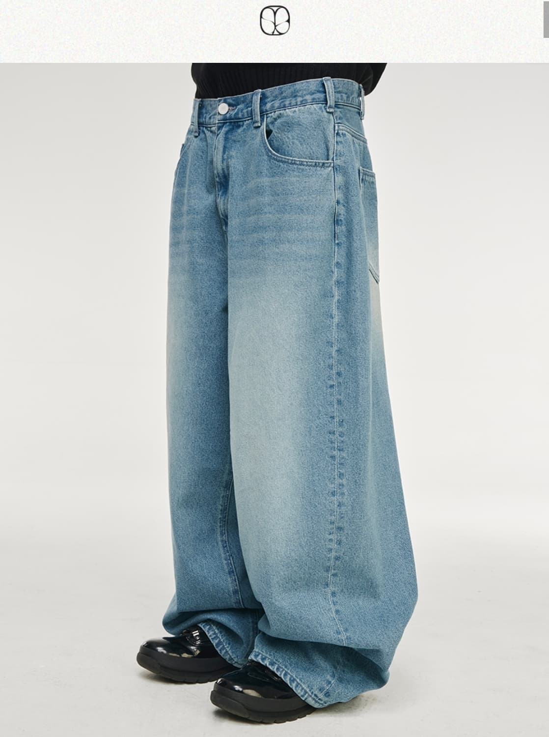 [새상품]시그니처 벌룬핏 커브드 데님 팬츠 라이트블루 XL사이즈 상품이미지1