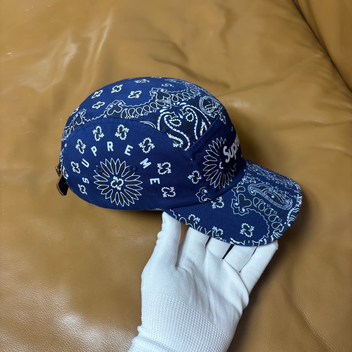 슈프림 캠프캡 모자 박스로고 21ss 반다나 네이비 상품이미지4