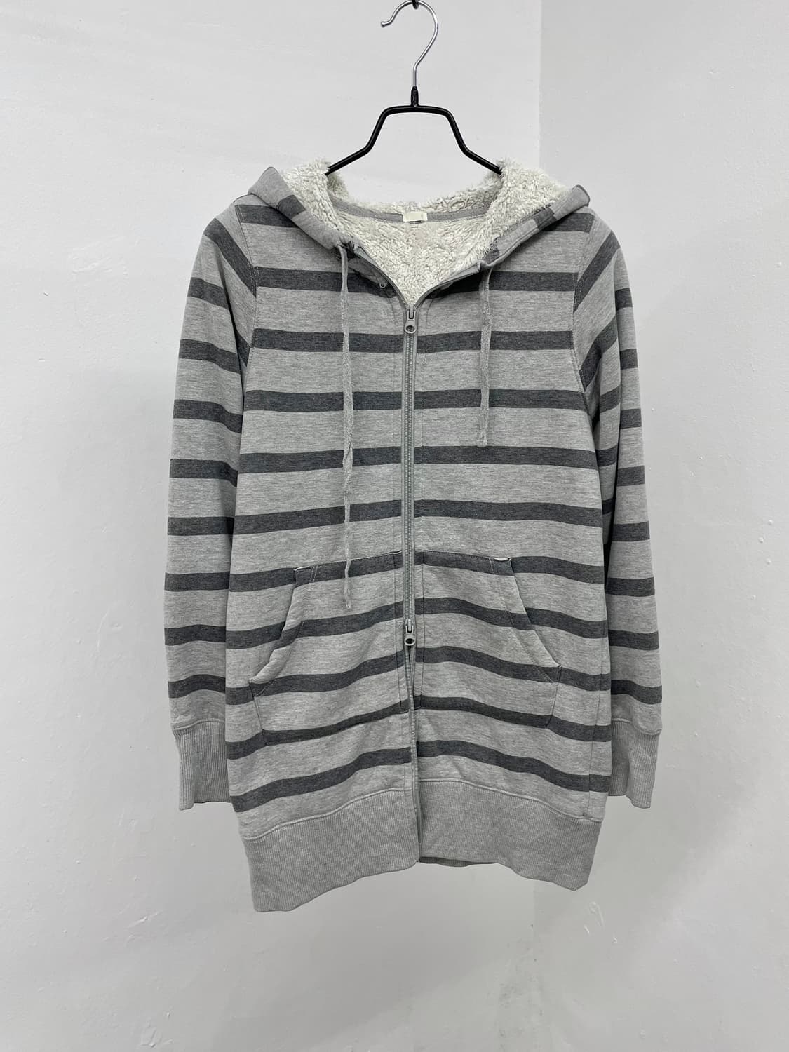 너드 스트라이프 투웨이 퍼 후드집업 상품이미지4