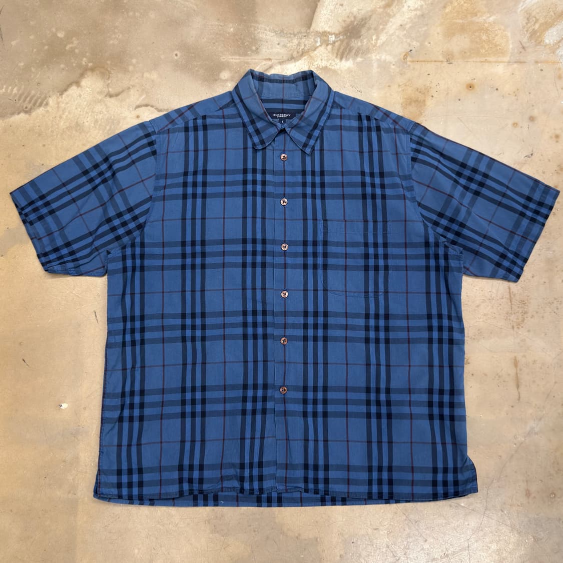 L 버버리 블루 체크 반팔 셔츠 상품이미지2