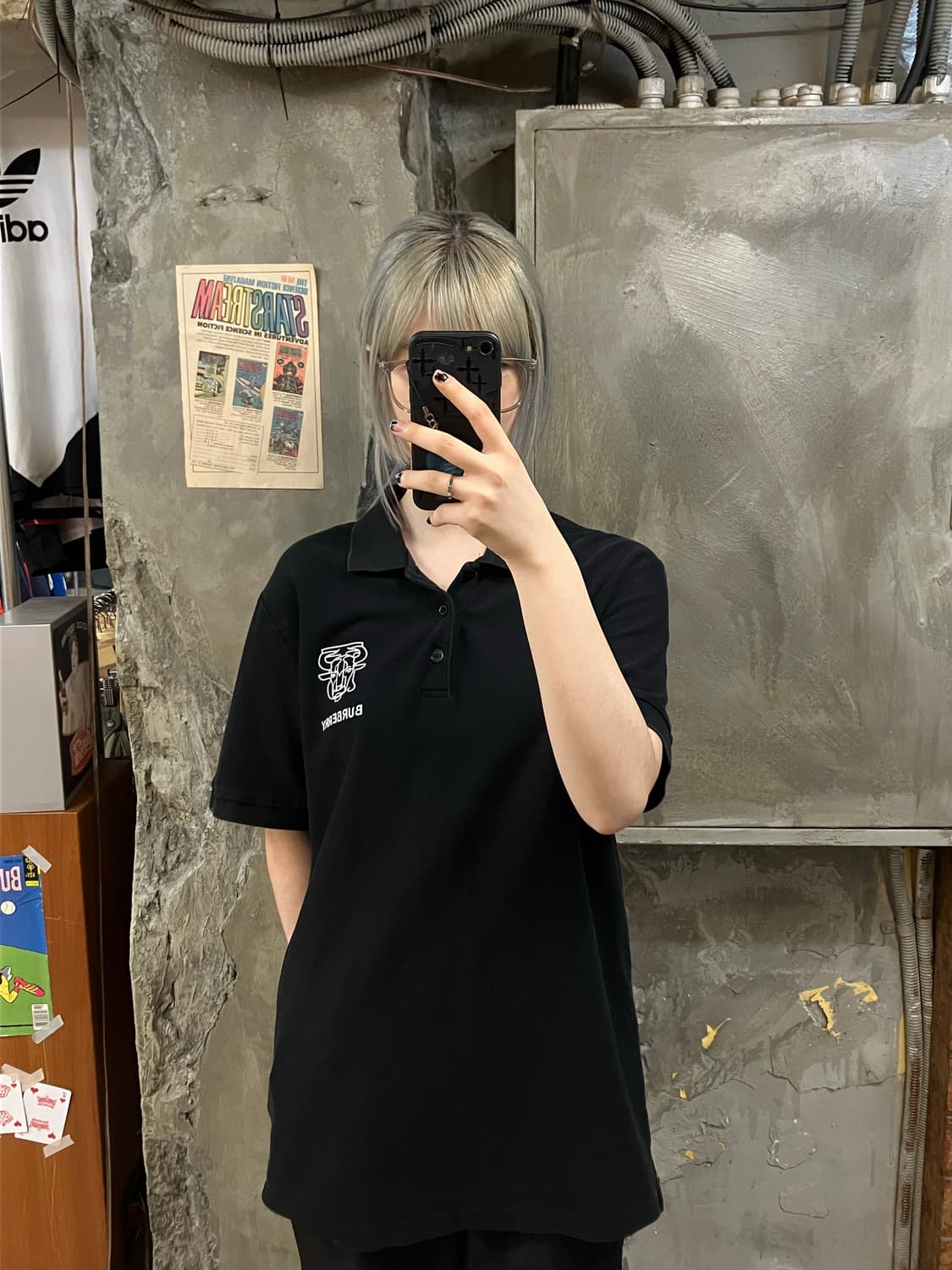 버버리 카라 반팔 블랙 XL #csz690 상품이미지2