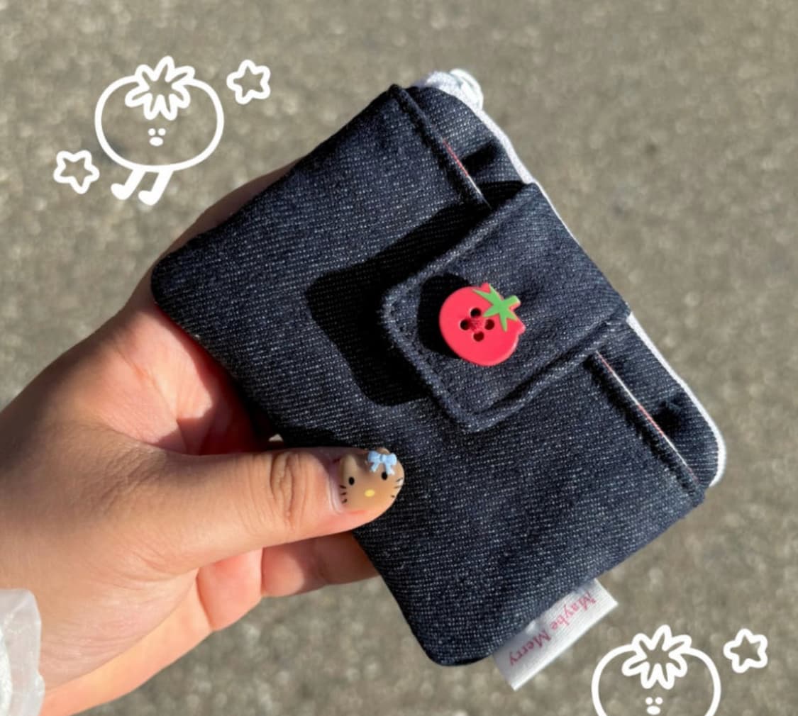 메이비메리 토마토 진청 데님 카드지갑 미니 동전 파우치 상품이미지1