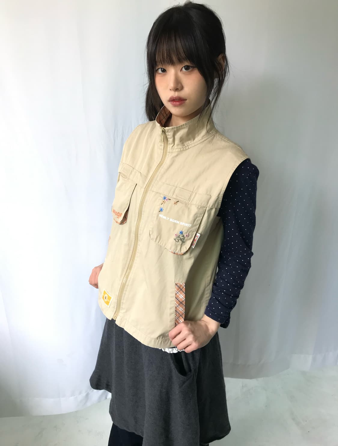 ⊹ Vintage Floral Check Vest 상품이미지5