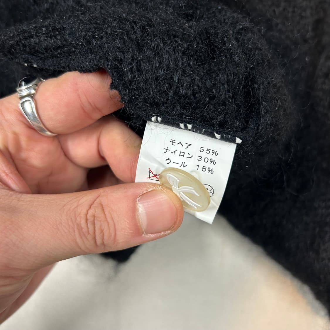 nadesico 리본 각인 버튼 모헤어 크롭 가디건 벨슬리브 상품이미지8