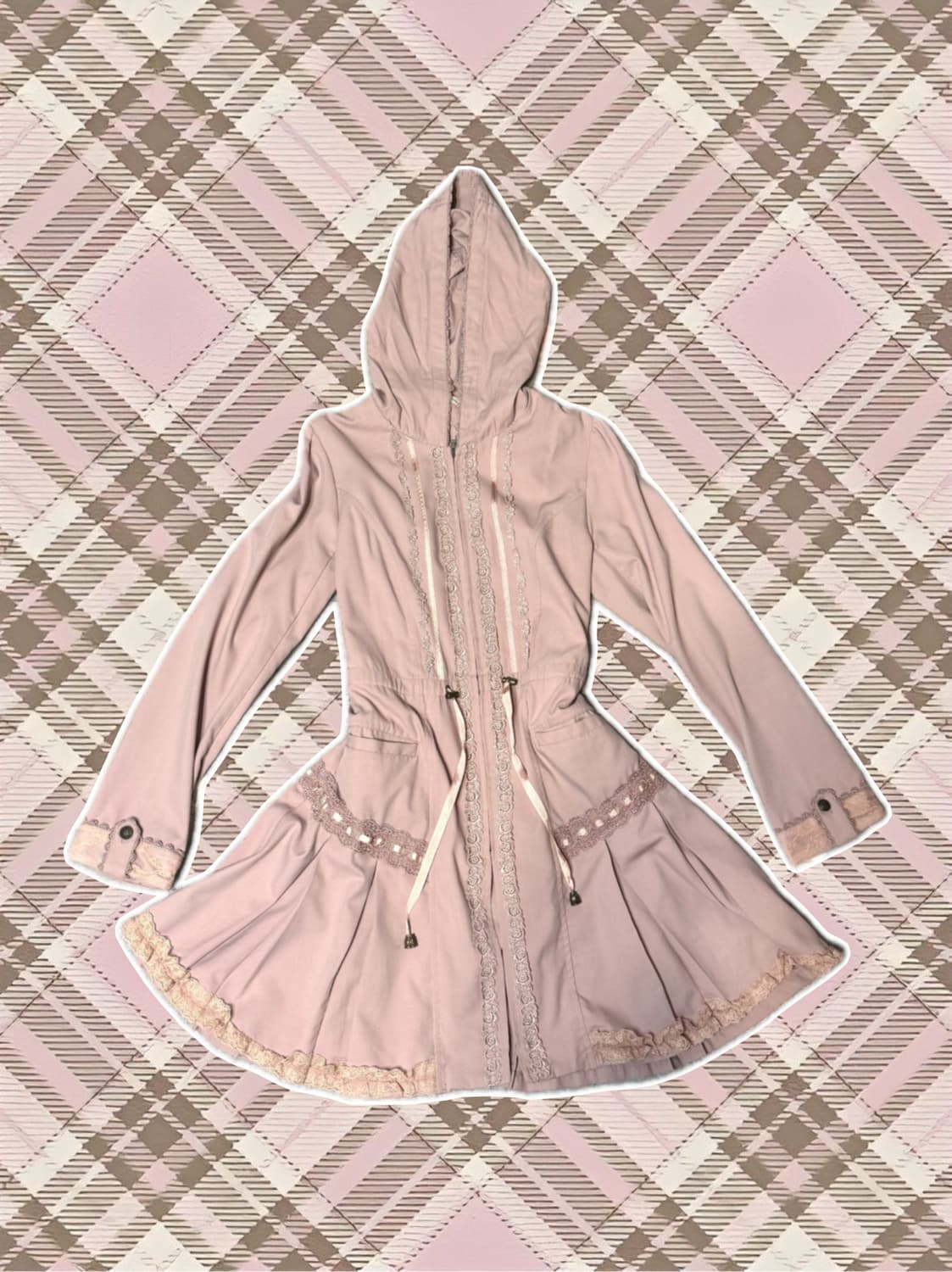 엑시즈팜 핑크 레이스 야상 후드 자켓 / 리즈리사 트랄라라 갸루 러블리 상품이미지1