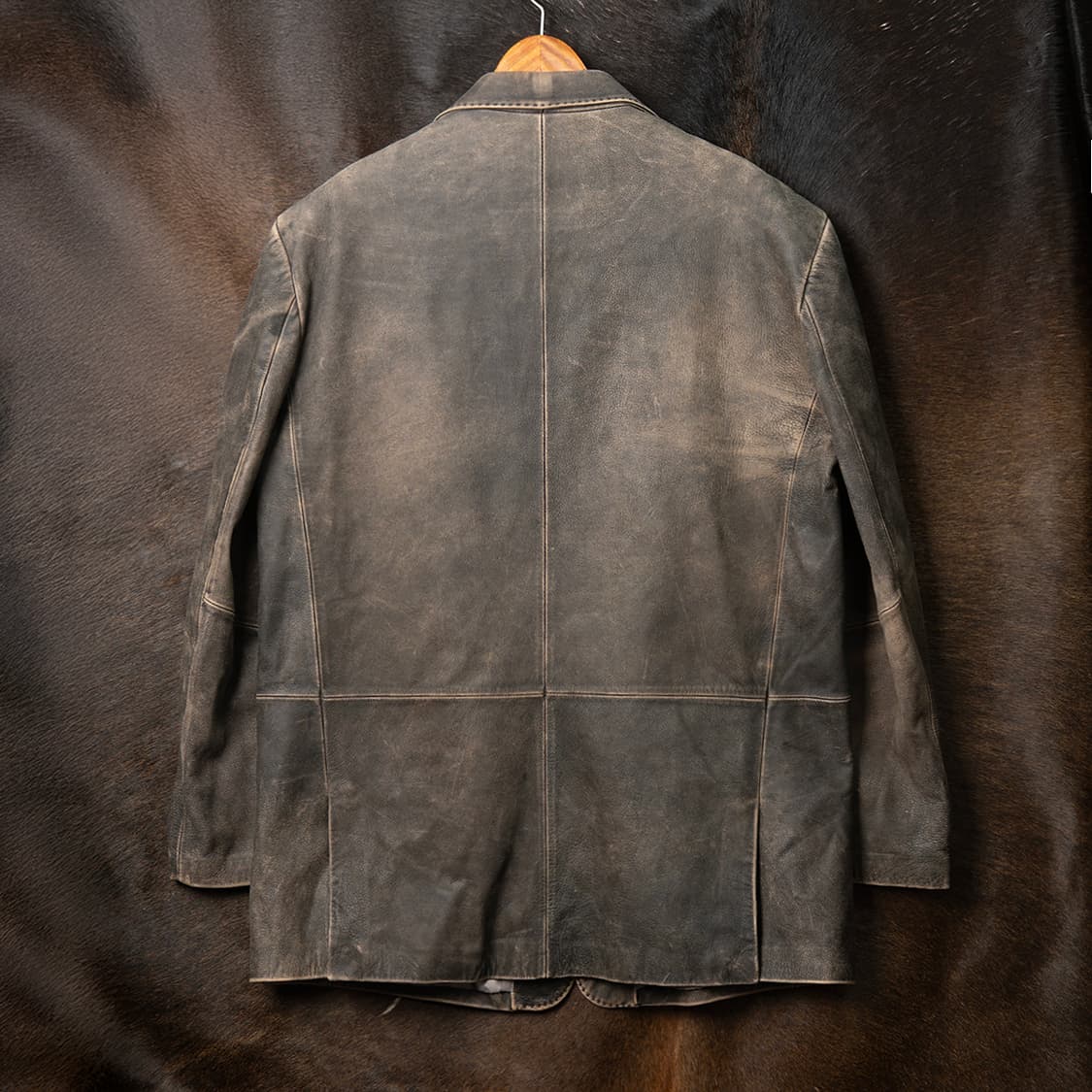 [115] 90s~ PRONTO UOMO 카우하이드 레더 스포츠 코트  상품이미지5