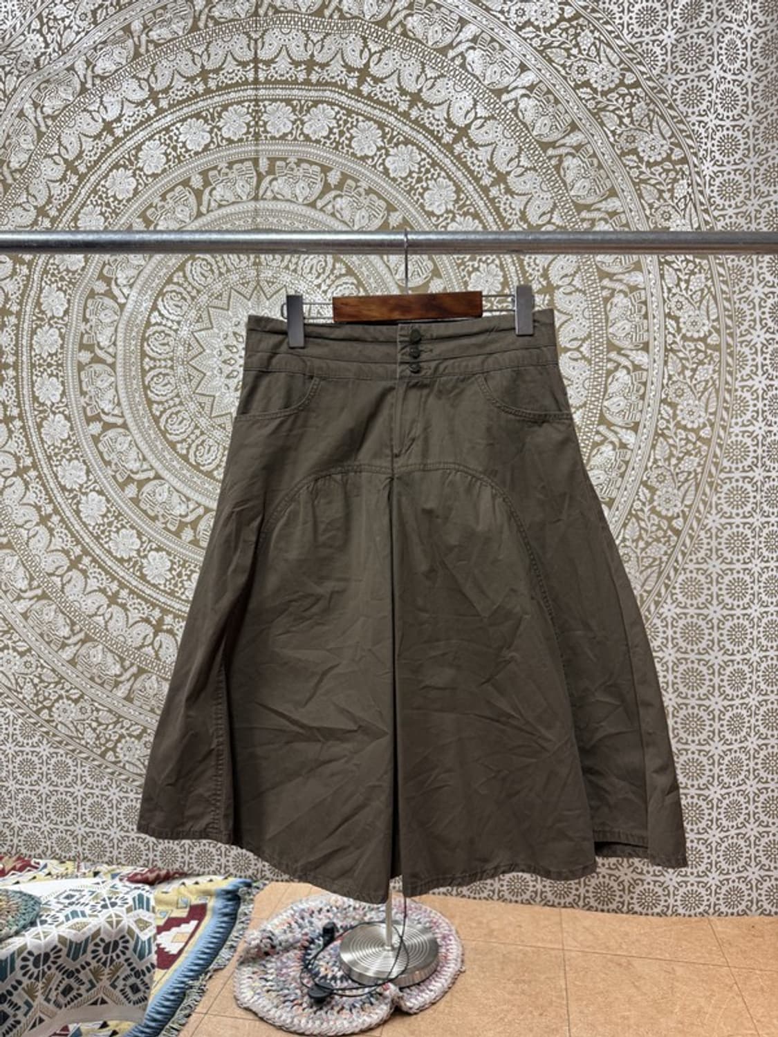 제페니즈 빈티지 여성 3버튼 디테일 미디스커트 상품이미지3