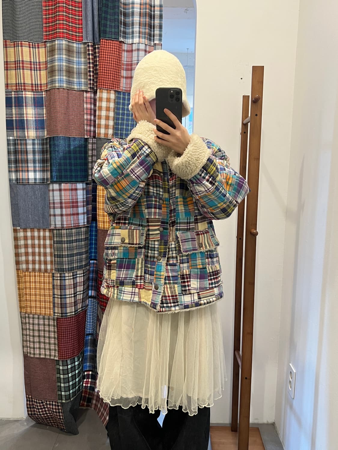 패치워크 플리스 무스탕 상품이미지3