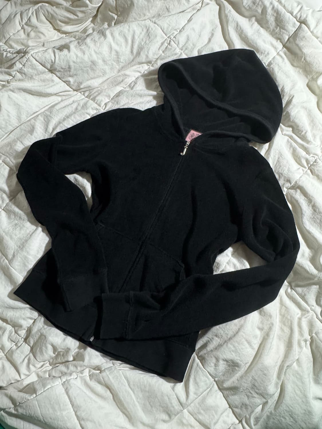 쥬시꾸뛰르 벨벳 큐빅 딱붙핏 후드집업 후집 상품이미지1