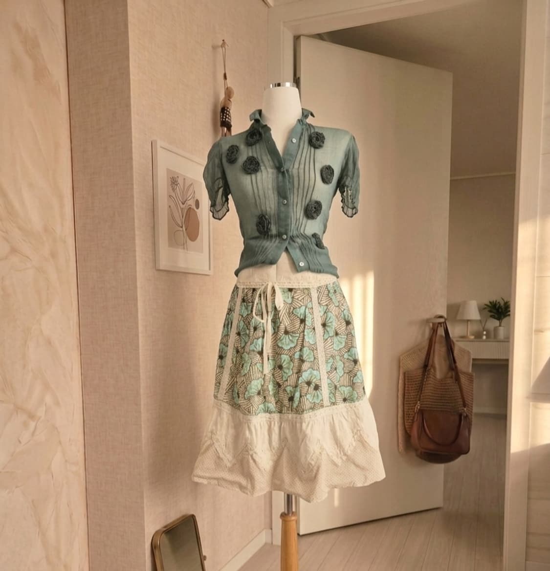 [Thursday Island] 빈티지 무드 레이스 패치워크 스커트 상품이미지1